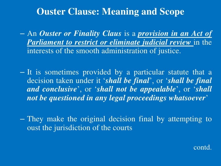 Ouster clauses and jurisdiction of civil courts