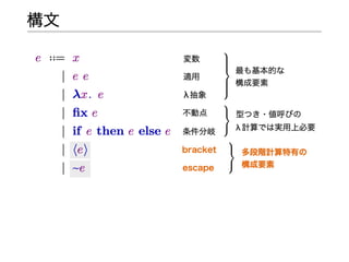 多段階計算の型システムの基礎
