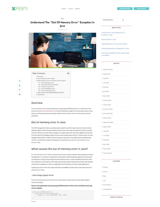 Understand The “Out Of Memory Error” Exception In Java | PDF