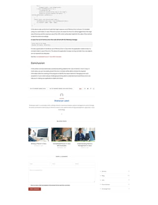 Understand The “Out Of Memory Error” Exception In Java | PDF