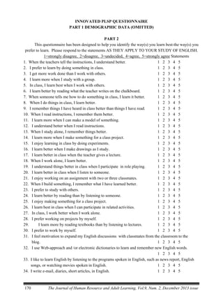 Adult EFL Students' Preferred Learning Styles and Motivation | PDF