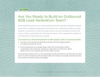 Get More Customers! How to Build an Outbound B2B Lead Generation Team that Drives Sales