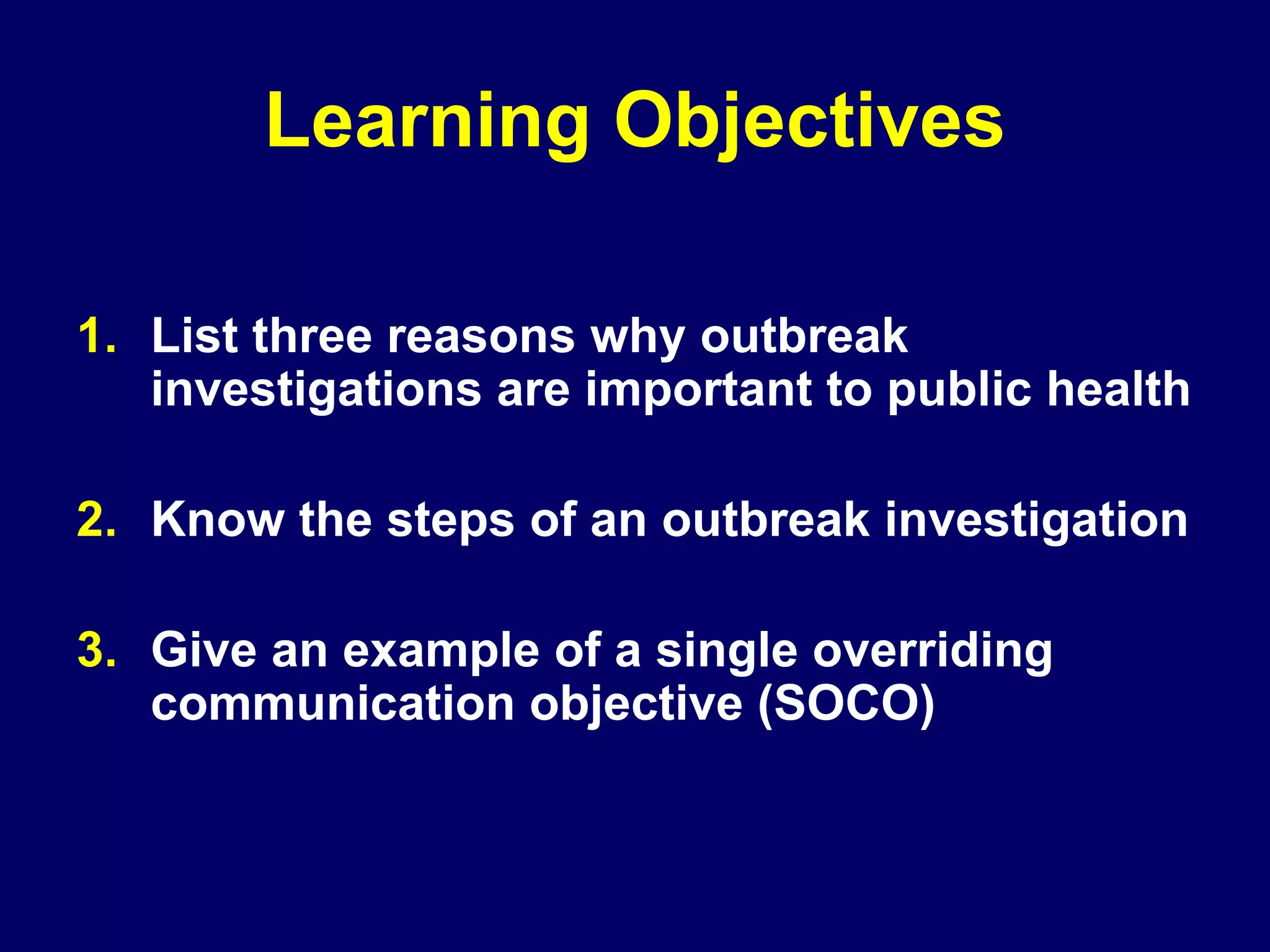 Outbreak investigation steps | PDF