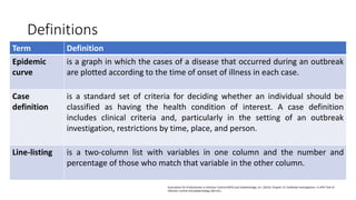 A simulated outbreak – Case Scenarios 