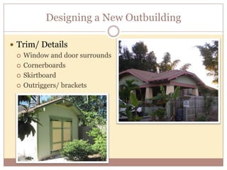 Why would you want an outbuilding today?StorageLawnmower, tools, sports equipment, bikes, motorcycle, boat, etc.Home Gym/ Yoga RoomGuest HousePool CabanaOutdoor KitchenScreen RoomPlay RoomBar/ Entertaining SpaceEscapeHome Office