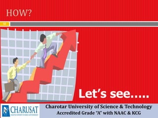 HOW?
52
Charotar University of Science & Technology
Accredited Grade “A” with NAAC & KCG
Let’s see…..
 