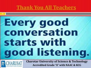 Thank You All Teachers
67
Charotar University of Science & Technology
Accredited Grade “A” with NAAC & KCG
 