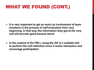 Outcome harvesting as the monitoring and evaluation tool in the Ecohealth Field Building Initiative Leadership Initiative (FBLI)