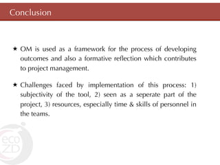 Lessons Learned from the application of Outcome Mapping to an IDRC EcoHealth project: A double-acting participatory process 