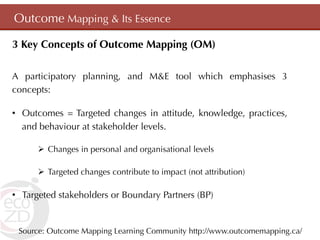 Lessons Learned from the application of Outcome Mapping to an IDRC EcoHealth project: A double-acting participatory process 