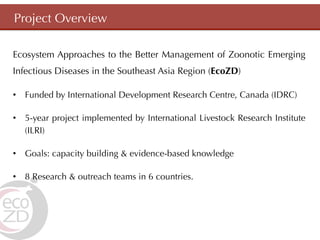 Project Overview

Ecosystem Approaches to the Better Management of Zoonotic Emerging
Infectious Diseases in the Southeast ...