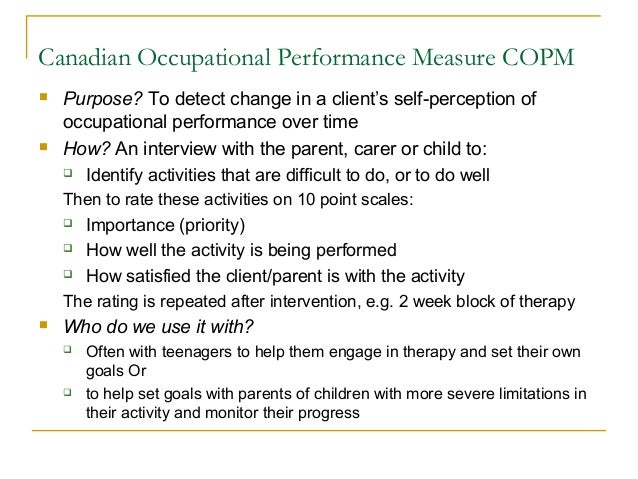 Canadian Occupational Performance Measure Copm Interview