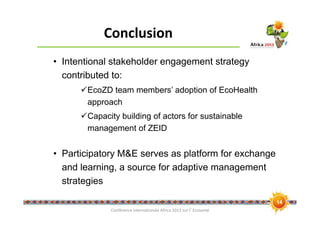 Knowledge changes and lessons learned, looking at outcome pathway of an Ecohealth project
