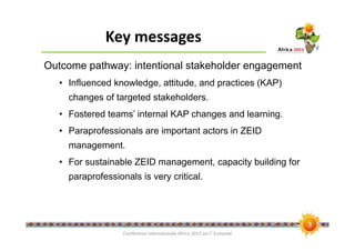 Knowledge changes and lessons learned, looking at outcome pathway of an Ecohealth project