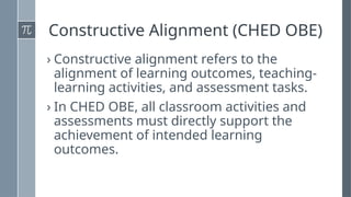 Learning Alignment Matrix Ched Outcomes-based Assessment.pptx for Assessment and evaluation | PPTX