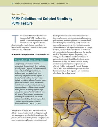 14 | Benefits of Implementing the PCMH: A Review of Cost & Quality Results, 2012

Section Two

PCMH Definition and Selecte...