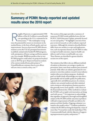 6 | Benefits of Implementing the PCMH: A Review of Cost & Quality Results, 2012

Section One

Summary of PCMH: Newly-repor...