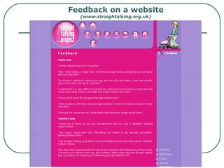Feedback on a website  (www.straightalking.org.uk) 