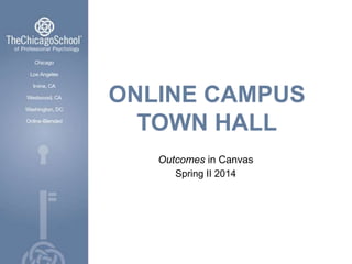 ONLINE CAMPUS
TOWN HALL
Outcomes in Canvas
Spring II 2014
 