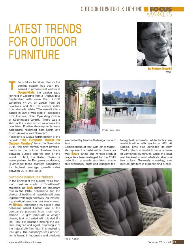Outdoor Furniture World furniture International market review by CSIL