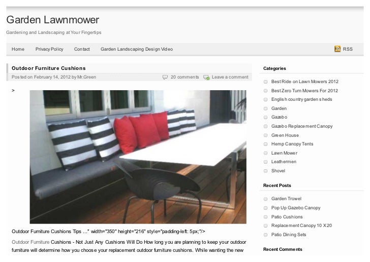 Outdoor furniture cushions