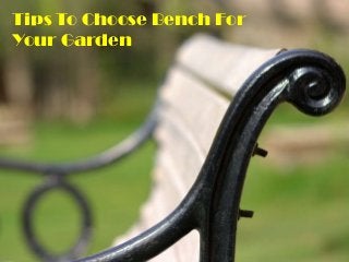 Tips To Choose Bench For
Your Garden

 