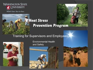 Heat Stress
Prevention Program
Training for Supervisors and Employees
Environmental Health
and Safety
 