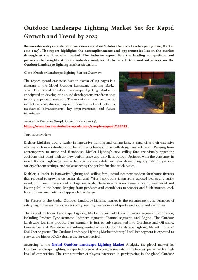 Outdoor Landscape Lighting Market 2019