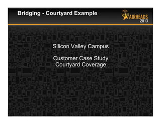 CONFIDENTIAL
© Copyright 2013. Aruba Networks, Inc.
All rights reserved 27 #airheadsconf
Silicon Valley Campus
Customer Case Study
Courtyard Coverage
Bridging - Courtyard Example
 