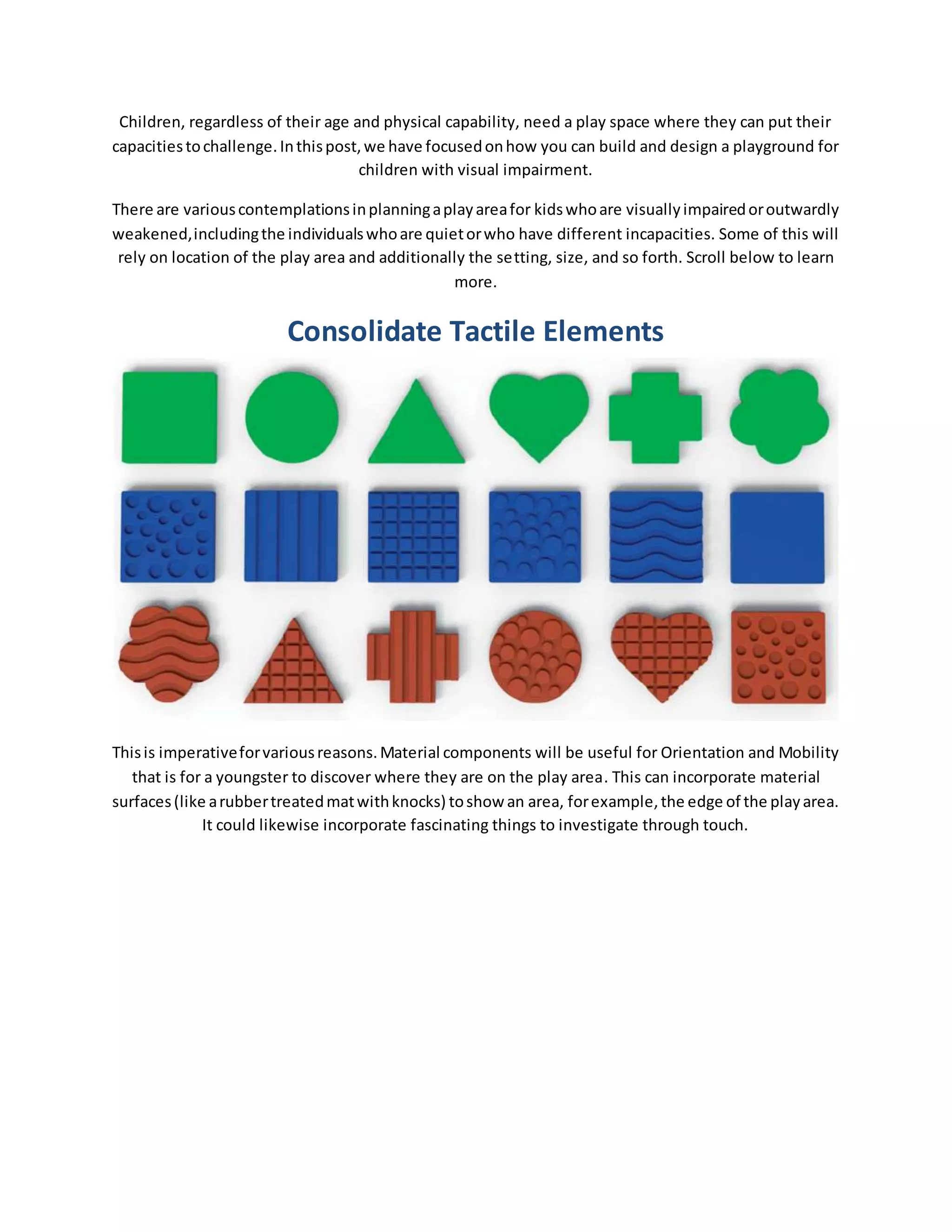 Outdoor playground equipment for visually impaired children | DOCX