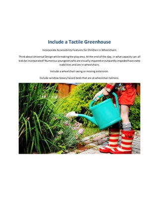 Outdoor playground equipment for visually impaired children | DOCX