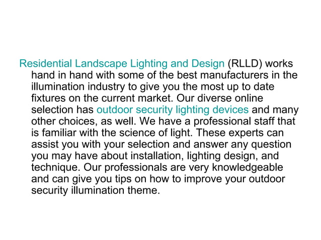 Outdoor security lighting | PPT