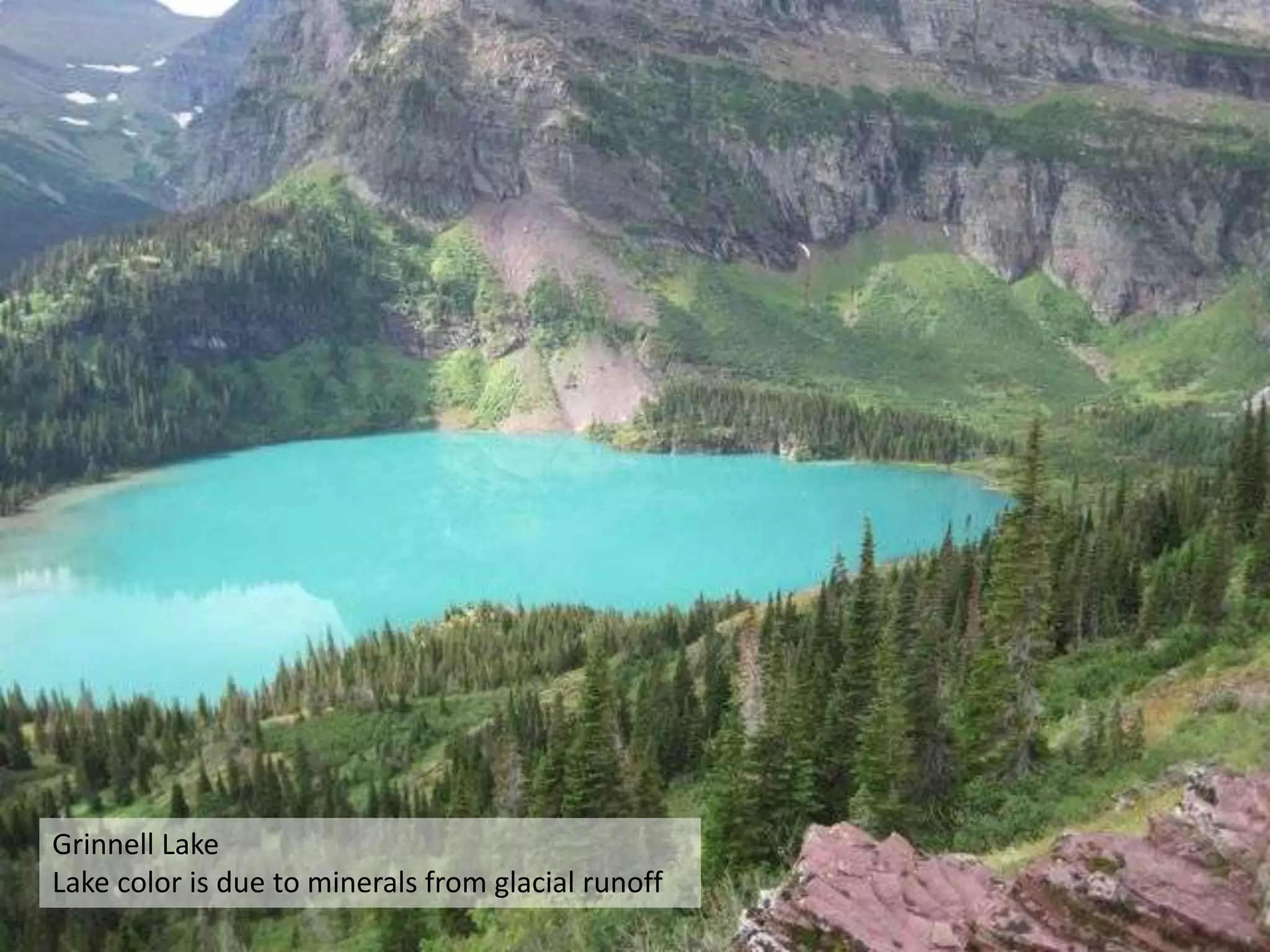 Grinnell LakeLake color is due to minerals from glacial runoff