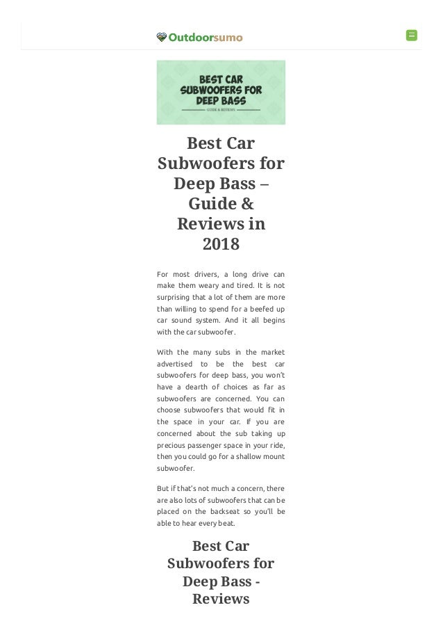 best car subwoofer 2018