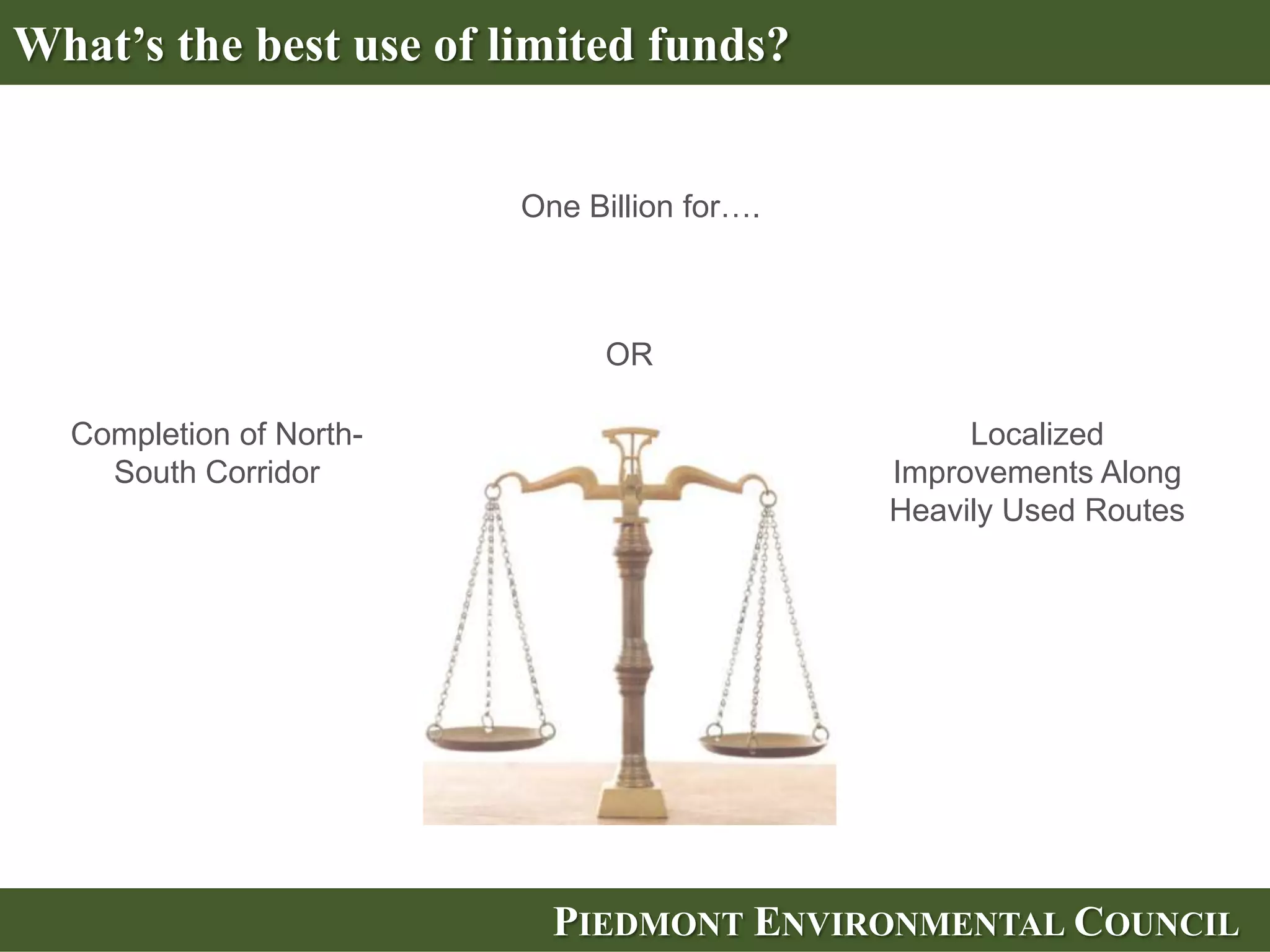 Alternatives Presented




                         PIEDMONT ENVIRONMENTAL COUNCIL
 