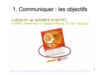 1. Communiquer : les objectifs
https://youtu.be/s4KnKge7o0E?list=PLhvAuASAUTt3DVJ-uSlcY4M4_HXBtDnVr
18
 