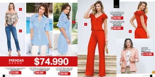 A.
A.
D E S D E
B. B.
A. Ref. 354925 Blusa en sateen estampado
Color: Unico Tallas: XS-S-M-L-XL
ANTES $109.990
B. Ref. 385200 Jean Straight (Bota recta) en
denim stretch-decorado perla Color: Indigo
Tallas: 6-8-10-12 ANTES $149.990
C. Ref. 457540 Blusón doble volante
en manga en algodón desagujado
Color: Único Tallas: XS-S-M-L-XL
ANTES $129.990
A. Ref. 457534 Blusa con en-
caje en escote en rayòn Color:
Tangerine Tallas: S-M-L-XL
ANTES $119.990
B. Ref. 437007 Pantalón palaz-
zo en chiffón satinado (Incluye
forro) Color: Naranja
Tallas: 6-8-10-12
ANTES $99.990
C. Ref.456424
Blazer forrado
Color: Palo de rosa
Tallas: M
ANTES $169.990
C.
AHORA
$74.990
AHORA
$99.990
AHORA
$89.990
AHORA
$84.990
AHORA
$69.990
AHORA
$119.990
S A L E
ebba.com.coVenta por catálogo16 17
 