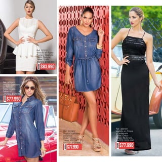 Ref. 323121
Vestido en Punto
Roma y Guipiure
Color: Natural
Tallas: S-M-L
AHORA
$83.990
ANTES: $139.990
AHORA
$77.990
Ref. 323101
Vestido en Crepe
y Lentejuela
Color: Único
Tallas: XS-S-M-L
ANTES: $129.990
Ref. 323001
Vestido Camisero
en Tencel
Color: Único
Tallas: M
AHORA
$77.990
ANTES: $129.990
AHORA
$77.990
Ref. 322902
Vestido camisero
en tencel
Color: Único
Tallas: XS S M L XL
ANTES: $129.990
Catálogo DIGITAL124
 