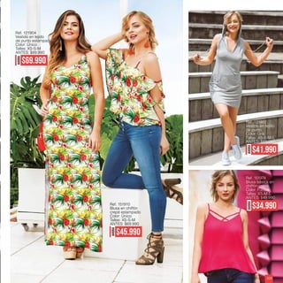 AHORA
$45.990
Ref. 151910
Blusa en chiffón
crepé estampado
Color: Único
Tallas: XS-S-M
ANTES: $69.990
AHORA
$69.990
AHORA
$41.990
AHORA
$34.990
Ref. 121904
Vestido en tejido
de punto estampado
Color: Único
Tallas: XS-S-M
ANTES: $89.990
Ref. 121902
Vestido en tejido
de punto
Color: Gris
Tallas: XS-S-M-L
ANTES: $69.990
Ref. 151974
Blusa básica en
chiffón crepé
Color: Fucsia
Tallas: XS-M-L
ANTES: $49.990
ebba.com.co 203
 