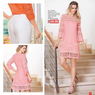 Ref. 426505
Vestido en lino
Tejido (Incluye forro)
Color: Rosado
Tallas: S
ANTES $199,990
AHORA
$99.990
ebba.com.co 21
 