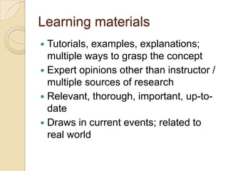 Instructor answers questions about materials