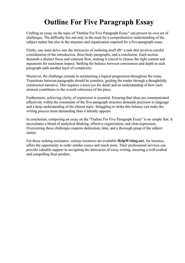 Outline For Five Paragraph Essay. Five Paragraph Essay Sample97 | PDF