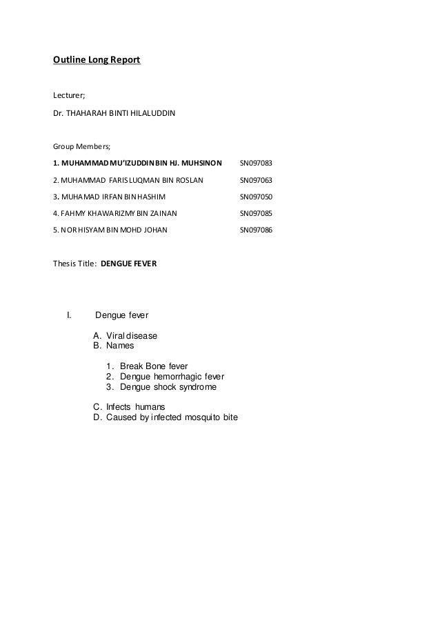 outline long report lecturer dr thaharah binti hilaluddin group members 1