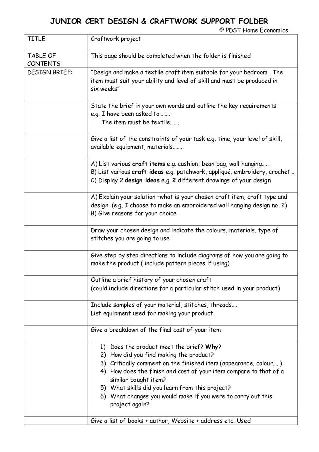 Craft project home economics Craft project home economics