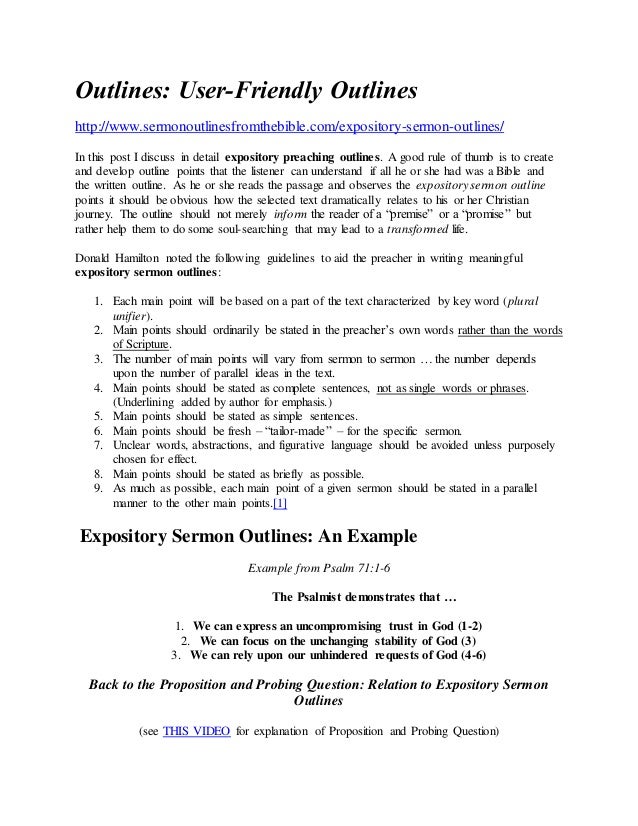 Expository Sermon Outlines