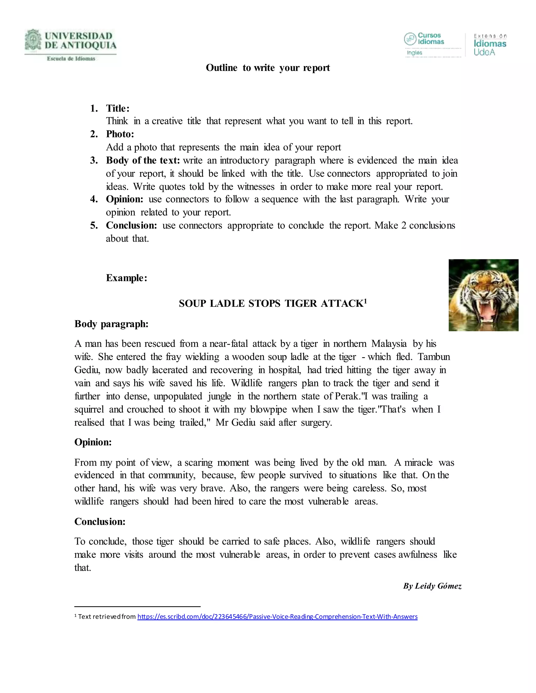 Outline to write your report | DOCX