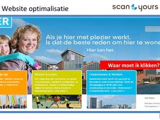 Website optimalisatie
Waar moet ik klikken?
 