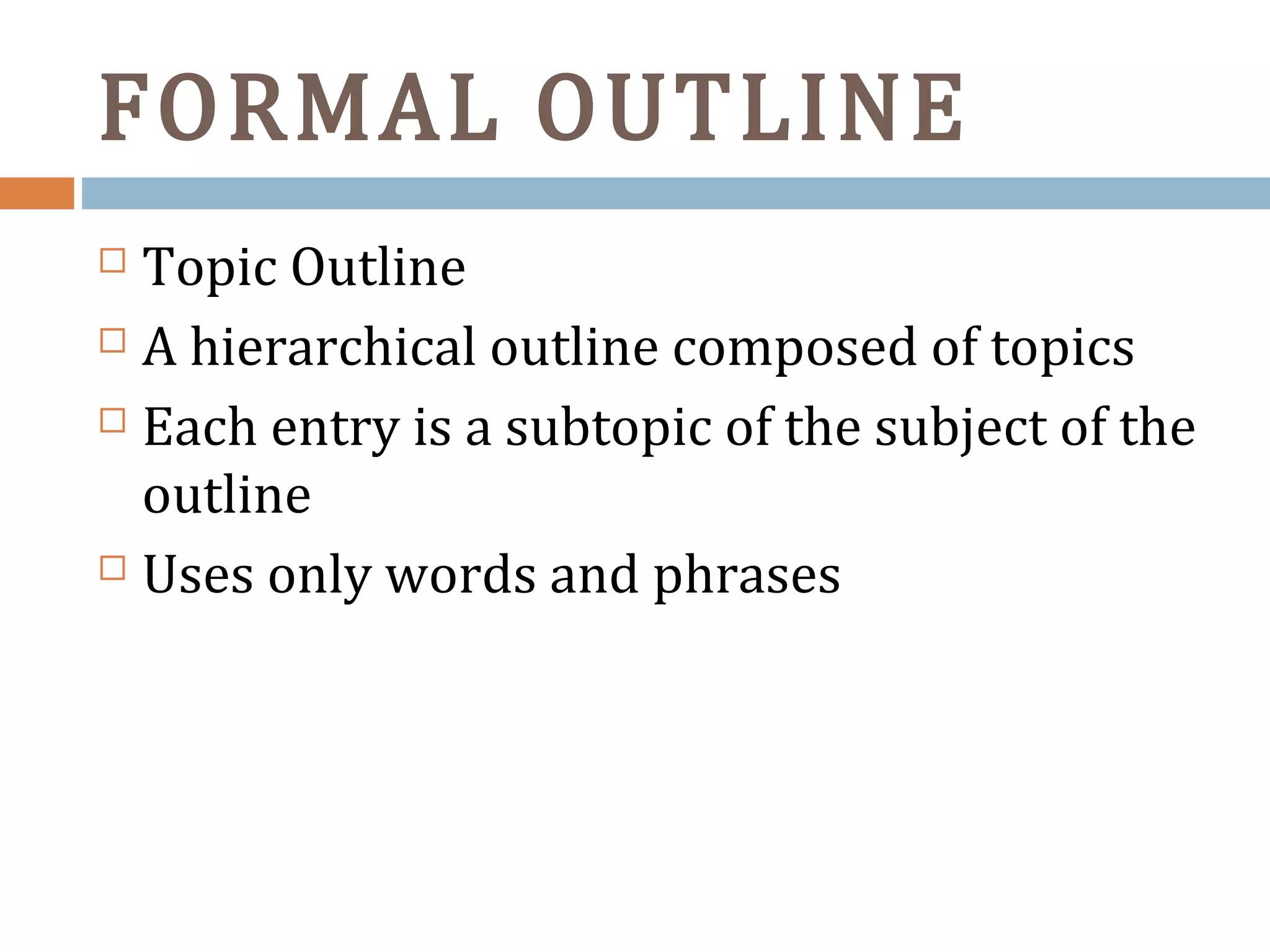 English 8 - Outlining | PPT | Homework and Study | Education