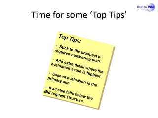 Time for some ‘Top Tips’
 
