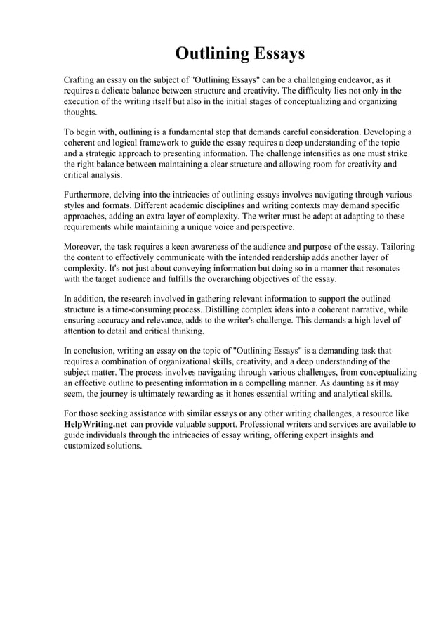 Outlining Essays. How to Write an Essay Outline Complete Guide and Samples PDF